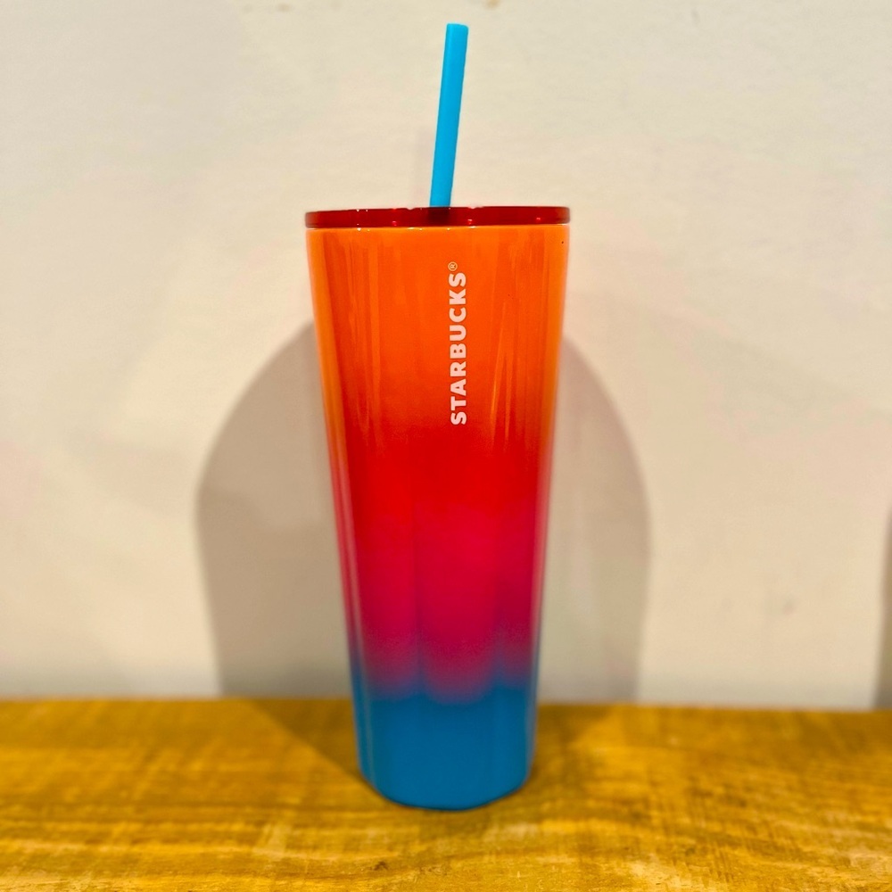 Starbucks orangee blue and pink 24oz tumbler